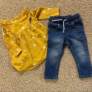 Adorable fall girls 18 month jeans and polka dot top